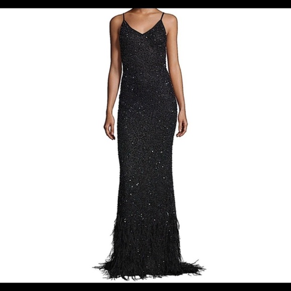 Haute Hippie Dresses & Skirts - Haute Hippie Sequin Bead Feather Embellished Gown​​​​​​​​​​